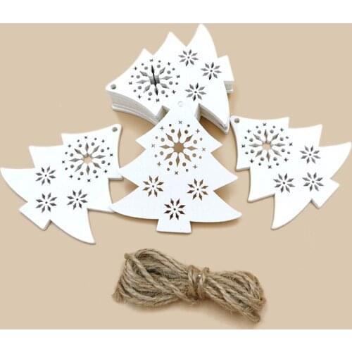 10pcs Wood Christmas Tree Ornaments Christmas Wooden Hanging Plaque Christmas Tree Hanging Sign Hanger Decoration