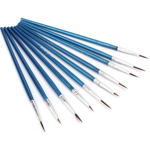 10Pcs/Lot Oil Painting Brush Watercolor Gouache Paint Brushes Nylon Hair Hook Line Pens Art Supplies