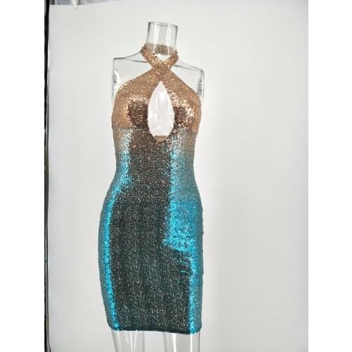 2020 New Fashion Sexy Chic Sparkly Strap Women Sequin Party Dresses Backless Sleeveless Clubbing Dresses