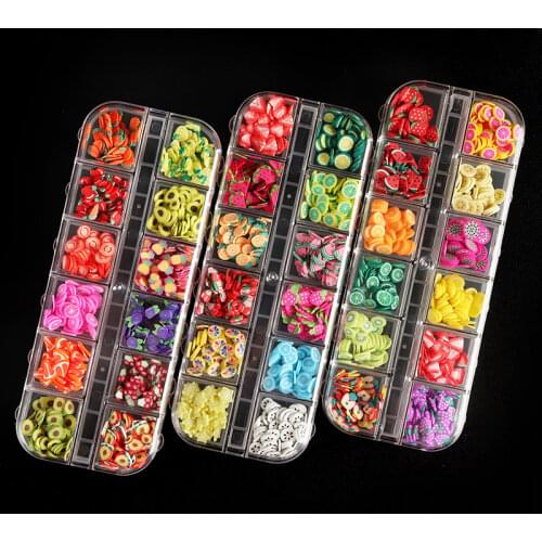 3 Box Tiny Cute Fruit Polymer Clay Slices Epoxy Resin Mold Fillings Crystal Mud Slime Filler Silicone Mold Decor Nail Art Flakes