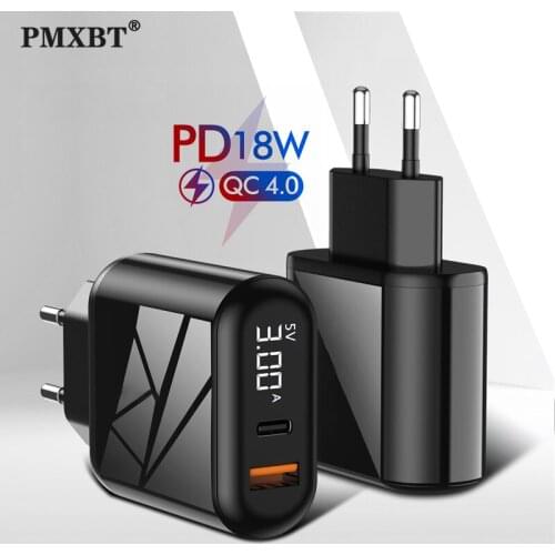 Quick Charge 4.0 3.0 18W USB Type C PD Fast Charger EU Plug Travel Adapter Charger For Samsung Huawei P40 Xiaomi Mi 9 Pd Charger
