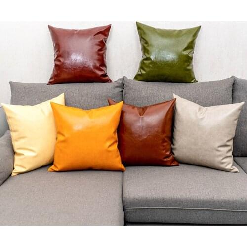 Free Shopping Imitation Leather Pillow Case Nordic Style Solid Handmade Cushion Cover Home Living Room Sofa Decor No Core GAP