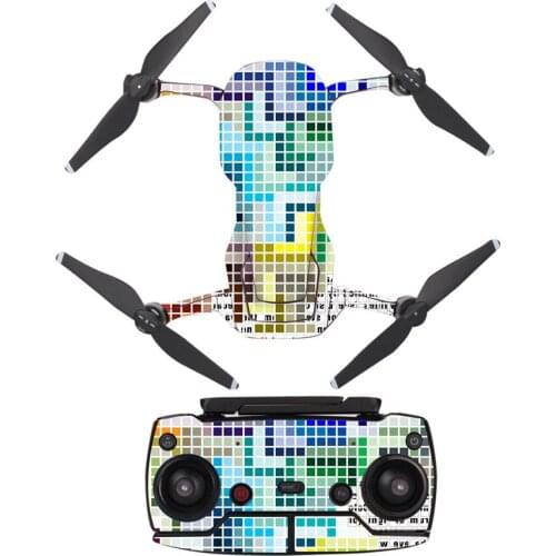 Colorful Block Style Decal Skin Sticker For DJI Mavic Air Drone + Remote Controller + 3 Batteries Protection Film Cover A0234