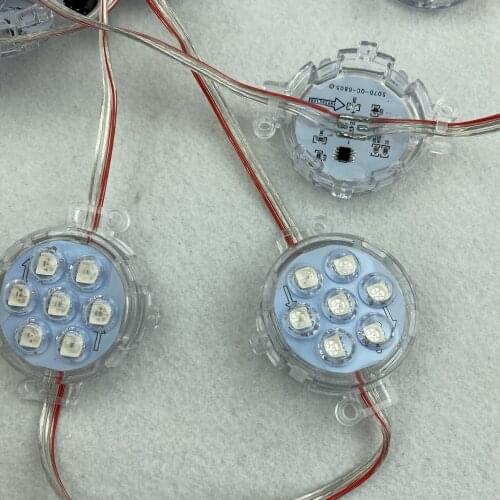50mm diameter;DC24V;addressable;rgb full color;IP68;UCS1903/WS2811 pixel module;with clear lens;7pcs 5050 led;1.68W