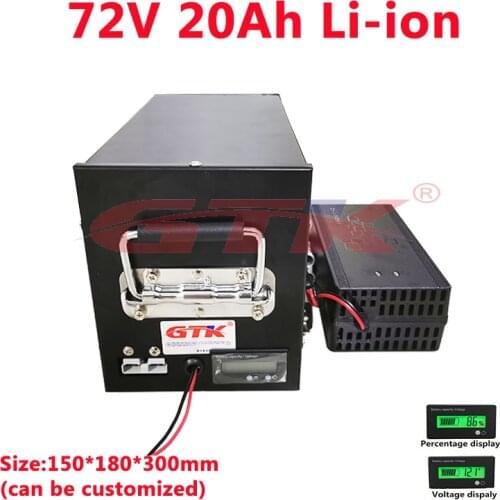GTK high power 72v lithium battery pack 72v 20Ah Li ion battery 72v Motorcycle Scooter with BMS display +5A charger
