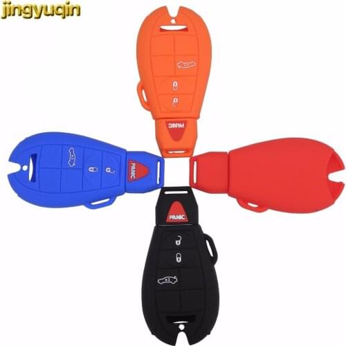 Jingyuqin 50p Remote Silicone Key Case Cover for Dodge JCUV Ddart Jeep Grand Cherokee Compass Longitude Patriot Chrysler Styling
