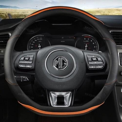 Carbon Fibre Leather Car Steering Wheel Cover 15 Inch/38cm for MG 3 5 6 7 ZS HS GS EHS EZS GT EV RX Currency Accessories