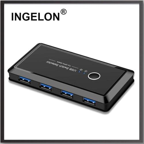 Ingelon KVM Switch 3.0 USB selector 2.0 2 Port PCs Sharing 4 Devices for Keyboard Mouse Scanner Printer Switcher Box Freeship