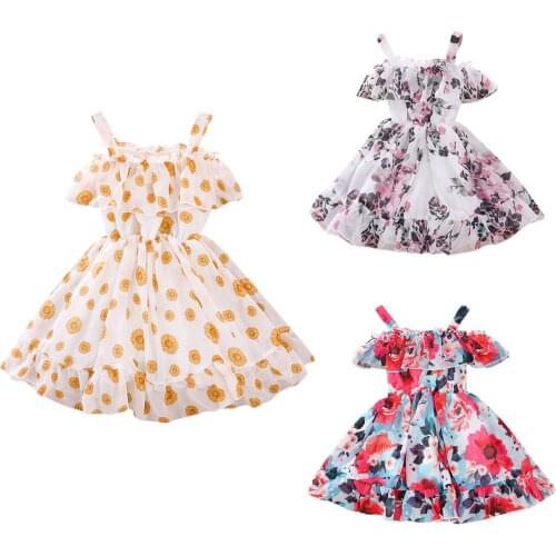 Cute Girls Dress 2021 New Summer Girls Clothes Flower Princess Dress Children Summer Clothes Baby Girls Dress Casual Wear