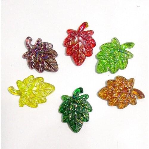 Pearl color miniature glass maple leaf ornament home desktop garden micro landscape decoration hanging art charms accessories X6