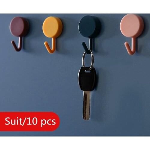 10 pieces of cute creative sticky hook decorative stickers free perforated wall stickers small hook wall hanging decoration2021