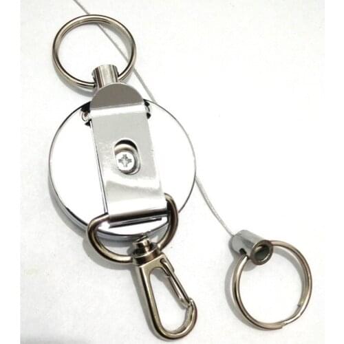 New Retractable Pull Key Ring ID Badge Lanyard Name Tag Card Holder Reel Belt Clip Metal Housing Metal Covers