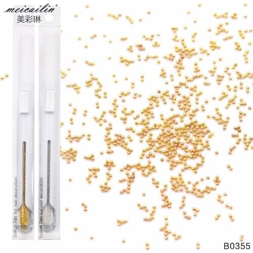 New Nail Ball Nail Multi-function 1mm Bullion Pen Nail Art Tools Painting Pen Metal Nail beads Nailart Pen for Rhinestones Studs