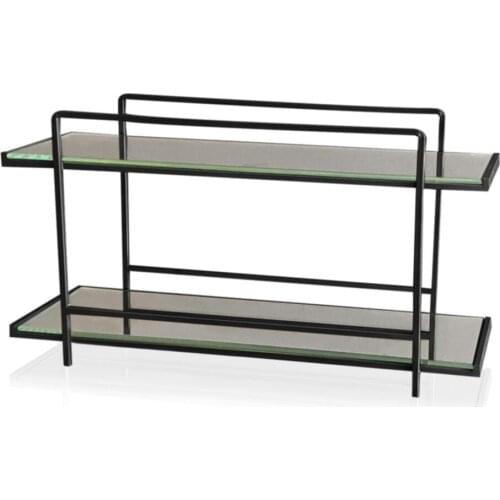 The Mia New Season Decorative Fashion Gift Bathroom Vanity Table For Mirror Zeminli Cosmetic Stand Gold - 2 Layer 6x37x13 Cm