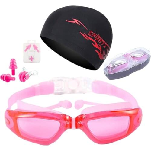 Swimming Goggles Set Waterproof Water Anti-fog Glasses Swimming Goggles With With Earplugs Nose Clip Earplug Cap Men Women