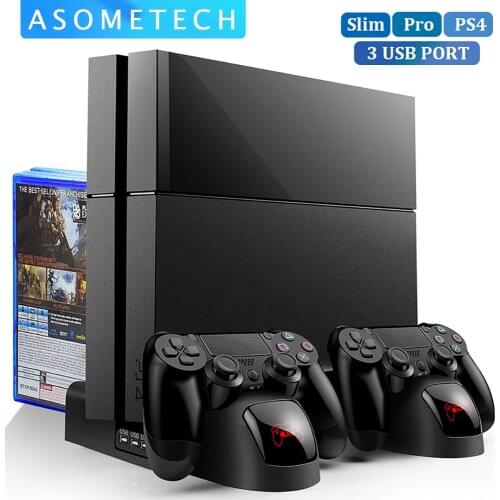Cooling Stand For PS4/PS4 Slim/PS4 PRO With 12PCS Games Storage Dual Controller Charging Dock Station For Sony Playstation 4 Pro