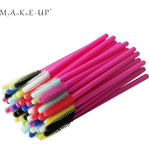200pcs Rose Silicone Eyelash Brushes Disposable Mascara Wands Applicator Spoolers Eye Lashes Cosmetic Brush Makeup Tools