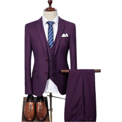 Jacket+Vest+Pants)Men Slim Fit Suits Mens Wedding Suits With Pants Business Mens Formal Wear High Quality Mens Casual Suits