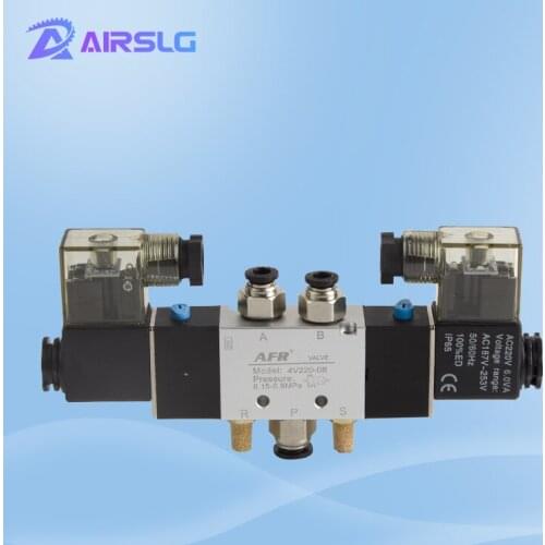 4V220-08 Air Pneumatic Solenoid Valve 5 way 2 Position 1/4" Aluminum Alloy Internal E DC12V,DC24V or AC110V AC220V