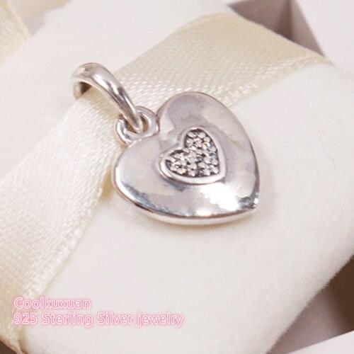 Autumn 100% 925 Sterling Silver brand logo Heart Pendant, Clear CZ Beads Fit Original Pandora Charms Bracelet DIY jewelry