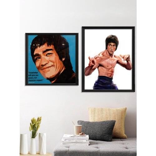 Bruce Lee Portrait Dragon Movie Star Kong Fu Poster Gift Home Room Art Silk Prints Decor Wall Stiker