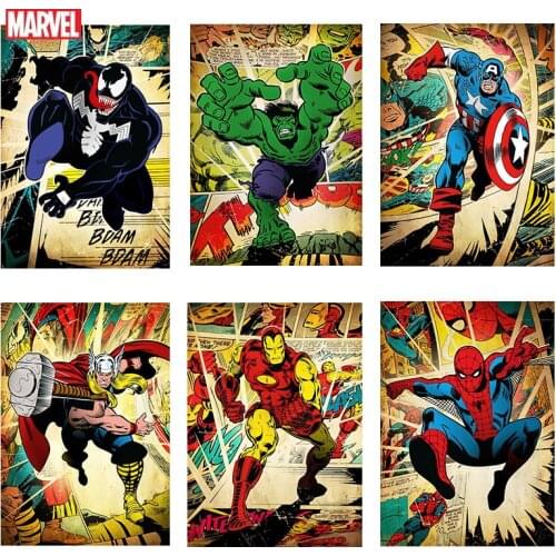 Marvel Poster Avengers Anime Movie Spider-Man Iron Man Hulk Captain America Superhero Home Decor Kids Bedroom Birthday Gifts