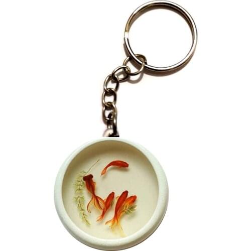 QiYuFang Golden Fish Acrylic Chain Keychain Car Keyring Men Bag Women Key Ring Keychains Cameras Keyrings Toy Gift Xmas Friend