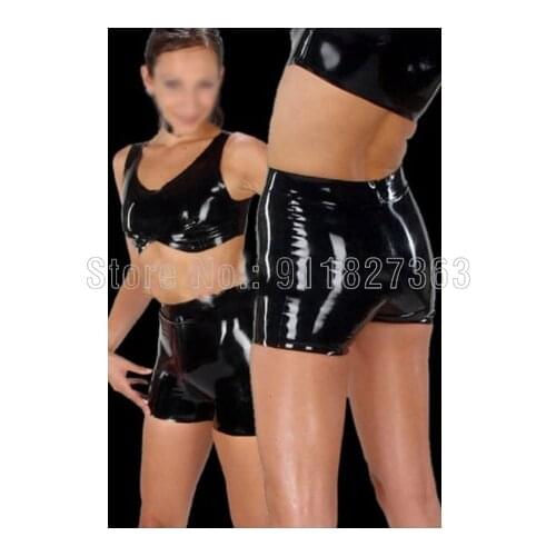 100% Latex Set Sexy Womens Rubber Latex Whole Set including Tops and Shorts Apparel Wear
