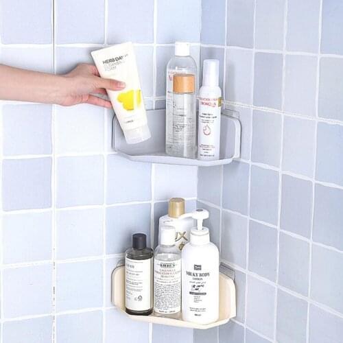 2020 Suction Cup Corner Shower Shelf Bathroom Shampoo Shower Shelf Holder Kitchen Storage Rack Organizer