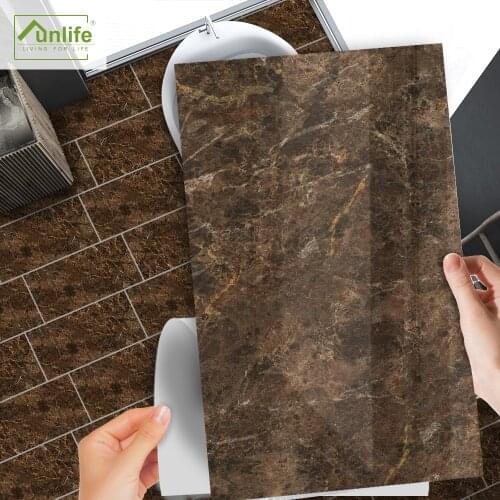 Funlife[R] NOUVELLE MAISON SERIES[TM] 30x60cm Brown Marble Waterproof Backspalsh Tile Sticker For Floor Kitchen Bathroom Decor