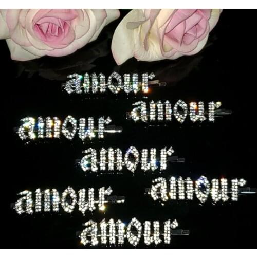 New Arrival Luxury Gothic Word Hairclip "Amour" Hair Clip Letters Hairpin Bobby Pin Hair Accessories Hair Jewelry WHOLESALE