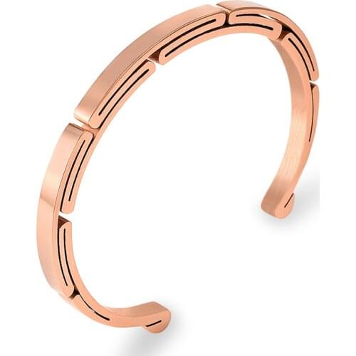 2021 Summer New arrival Stainless Steel Cuff Bracelets for Women Geometry Open Bangles Lady Watch Jewelry Accessories Laser Logo