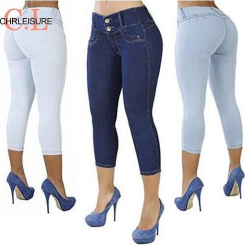 CHRLEISURE Mid Waist Jeans Woman Plus Size Women Streetwear Black Jeans 3xl Push Up Vintage Women Jeans Calf-length Pants