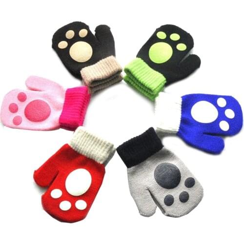 Winter Warm Gloves for Children aged 1-5 6colors Thickened Kids New Baby Mittens for Boys Girls Cute Cartoon Knitted Gloves