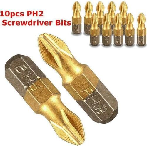 10pcs 1/4" For Tools Parts Screwdriver Drill Bits Shank Titanium Alloy Steel Anti-slip Magnetic Screwdriver Drill Bits