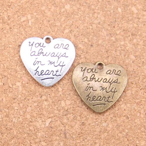 10pcs Charms heart always 20x21mm Antique Pendants,Vintage Tibetan Silver Jewelry,DIY for bracelet necklace