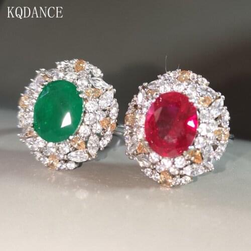100% 925 Sterling Silver Ruby Rings For Women Created Diamond Gemstone Emerald Ring with Stone Gifts Wedding Engagement Jewelry