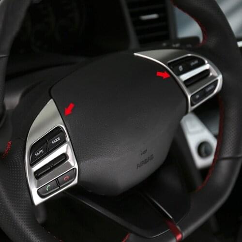 2pcs Car Styling Auto Accessories Interior Steering Wheel Button Cover Trim for Hyundai Elantra Avante 2016 2017 2018