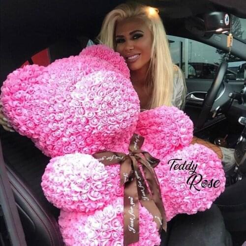 2018 Wholesale Cheap 40cm Red Bear Rose Teddy Bear Rose Flower Artificial Decoration Christmas Gifts For Women Valentines Gift