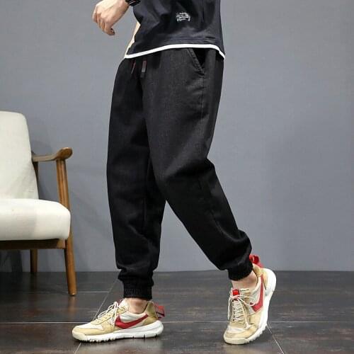 2021 Streetwear Men Jeans Loose Fit Large Size M-7Xl Slack Bottom Joggers Cargo Pants Red Printed Designer Hip Hop Jeans Men