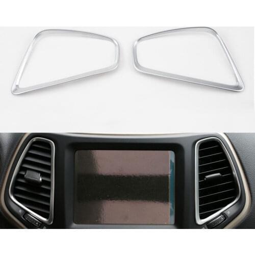 2x Matt Middle Console Air Condition Vent Outlet Cover Trim Frame Styling Sticker Fit For Jeep Cherokee 14 15