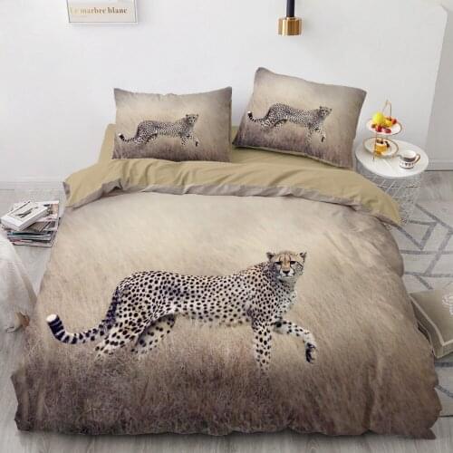 3D Bedding Sets Leopard Grassland Duvet Quilt Cover Set Comforter Bed Linen Pillowcase King Queen Full Size 230*230 Home Texitle