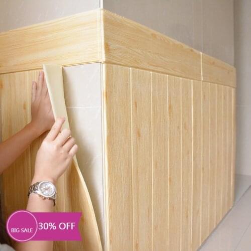 3D Wood Grain Wall Sticker Home Decor Foam Waterproof Wall Covering Self Adhesive Wallpaper For Living Room Bedroom Roof