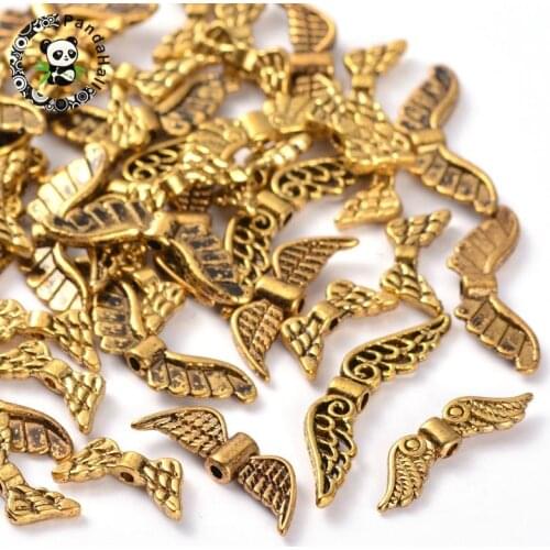 50Pcs Mixed Angel Wing Spacer Beads Antique Golden Color Wing Tibetan Style Alloy Beads For Jewelry Making DIY Accessories