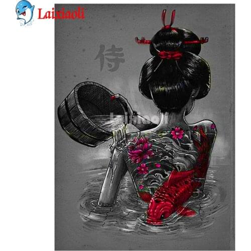 5d diamond painting Japanese Geisha Woman full square round drill mosaic 3d rhinestone embroidery diamond Maid taking a bath art