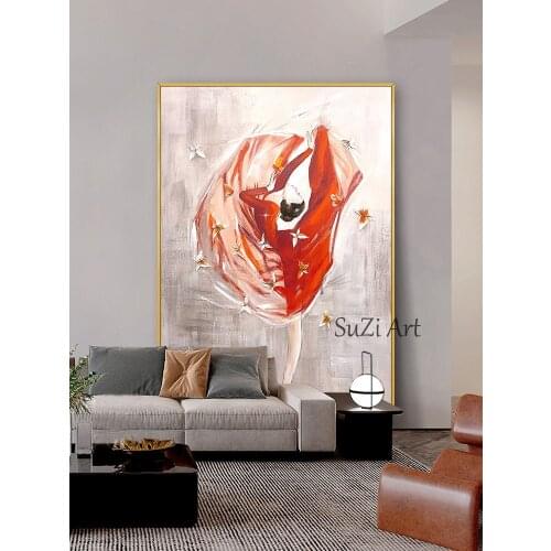 Large Hand Painted Oil Painting Modern Abstract Art Dancer Canvas Oil Painting For Living Room Wall Picture Home Decor Piece