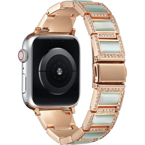 Luxury Diamond Metal Watch Strap for Apple Watch iWatch Series 6 SE 5 4 3 2 1 Band 44mm 42mm 40mm 38mm Women Jewelry Bracelet