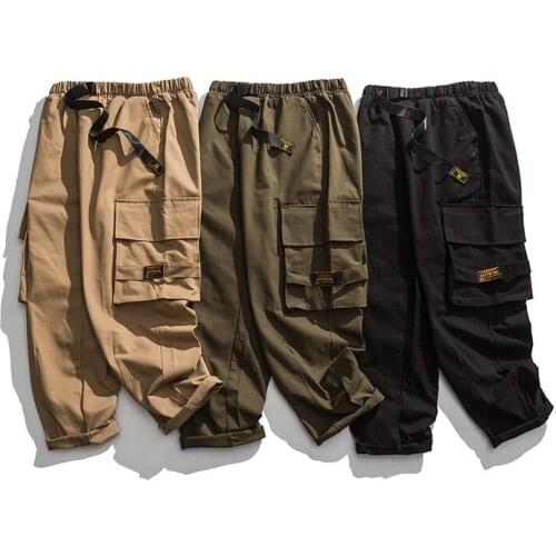 New multi-pocket cargo pants for spring 2021 Mens slacks Harajuku mens long trousers