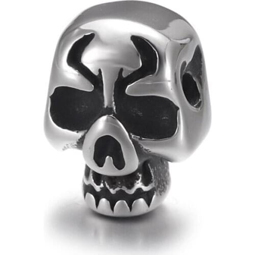 Stainless Steel Skull Bead Spacer Polished 1.5mm Hole Beads Small Charms DIY Bracelet Jewelry Making Accessories