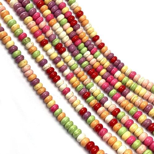 Natural semi precious stone beads Abacus bead shape Mix colors Turquoises DIY for making necklaces and bracelets